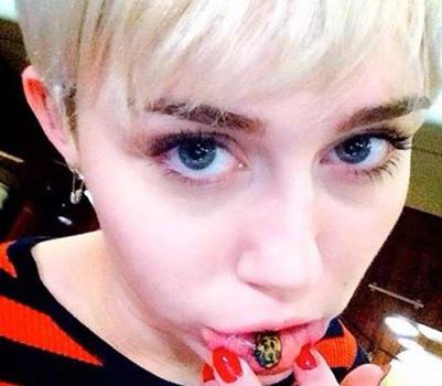 Miley Cyrus, un gatto |che piange sul labbro FOTO