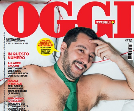 Matteo Salvini a petto nudo su “Oggi”, ecco la copertina choc