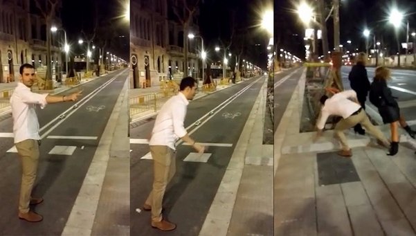 Kickout game, calcia una ragazza per strada e le spezza una gamba