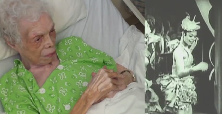 A 102 anni vede per la prima volta i video di quando danzava