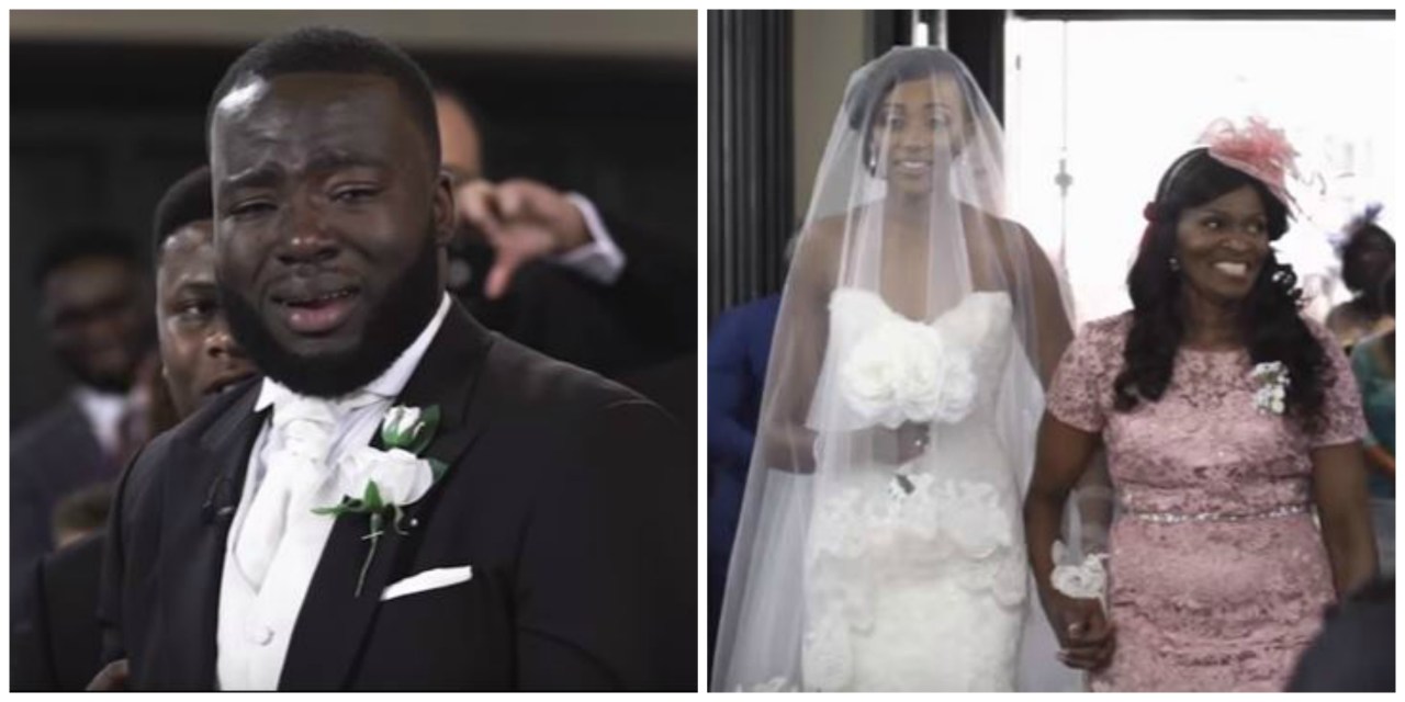 La sposa si avvicina all’altare, la reazione dello sposo è commovente