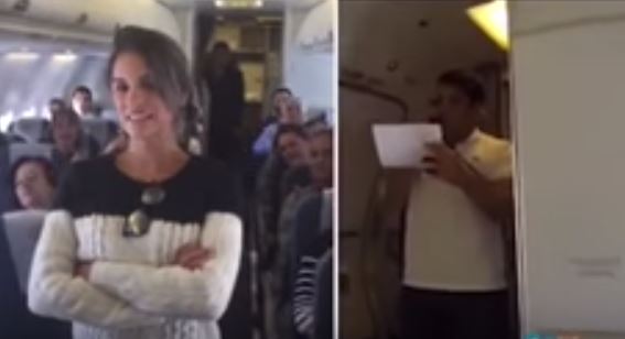 Lascia la fidanzata senza parole, la sorpresa sull’aereo è emozionante