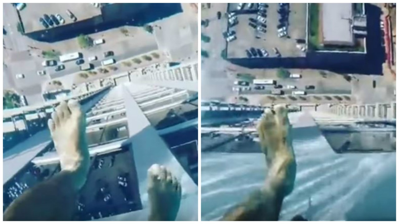 Piscina choc: sospesa nel vuoto e con il fondo trasparente