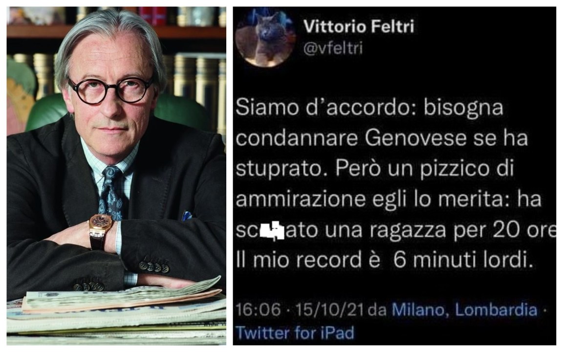 Vittorio Feltri e il tweet scabroso in cui esprime ammirazione per Genovese