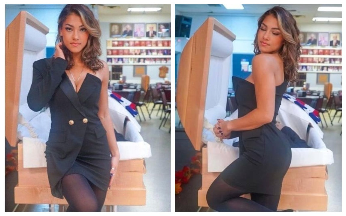 Posa davanti alla bara del padre, influencer nella bufera