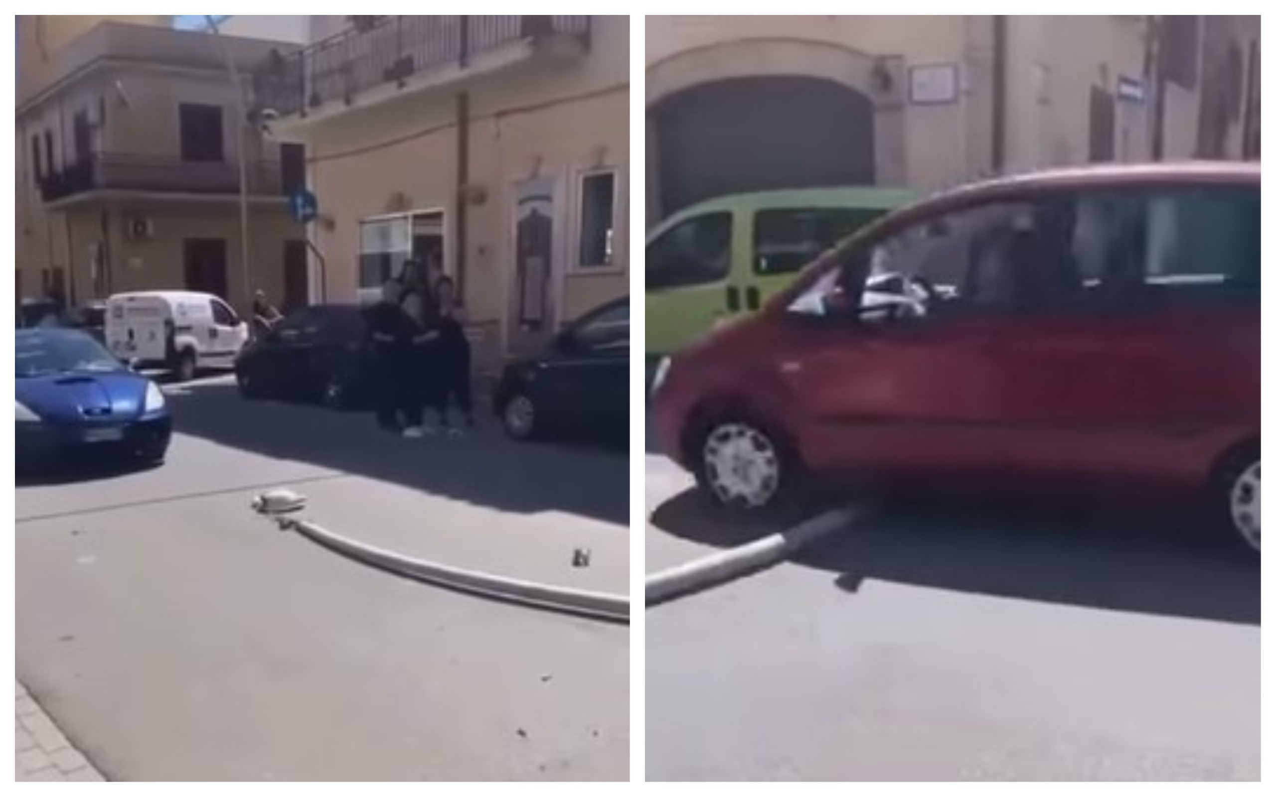 “Pianooo, signoraaa”, non si accorge del palo sull’asfalto e lo travolge – Il video è virale