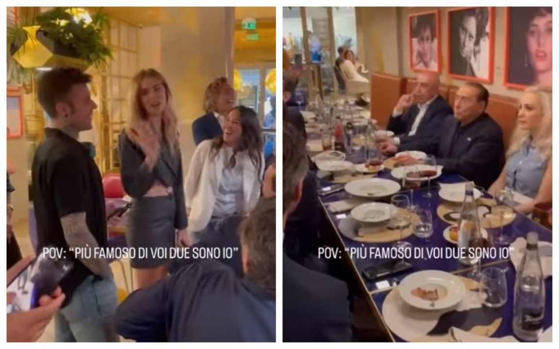 Berlusconi incontra Fedez e Chiara Ferragni al ristorante: “Più famoso di voi ci sono solo io”