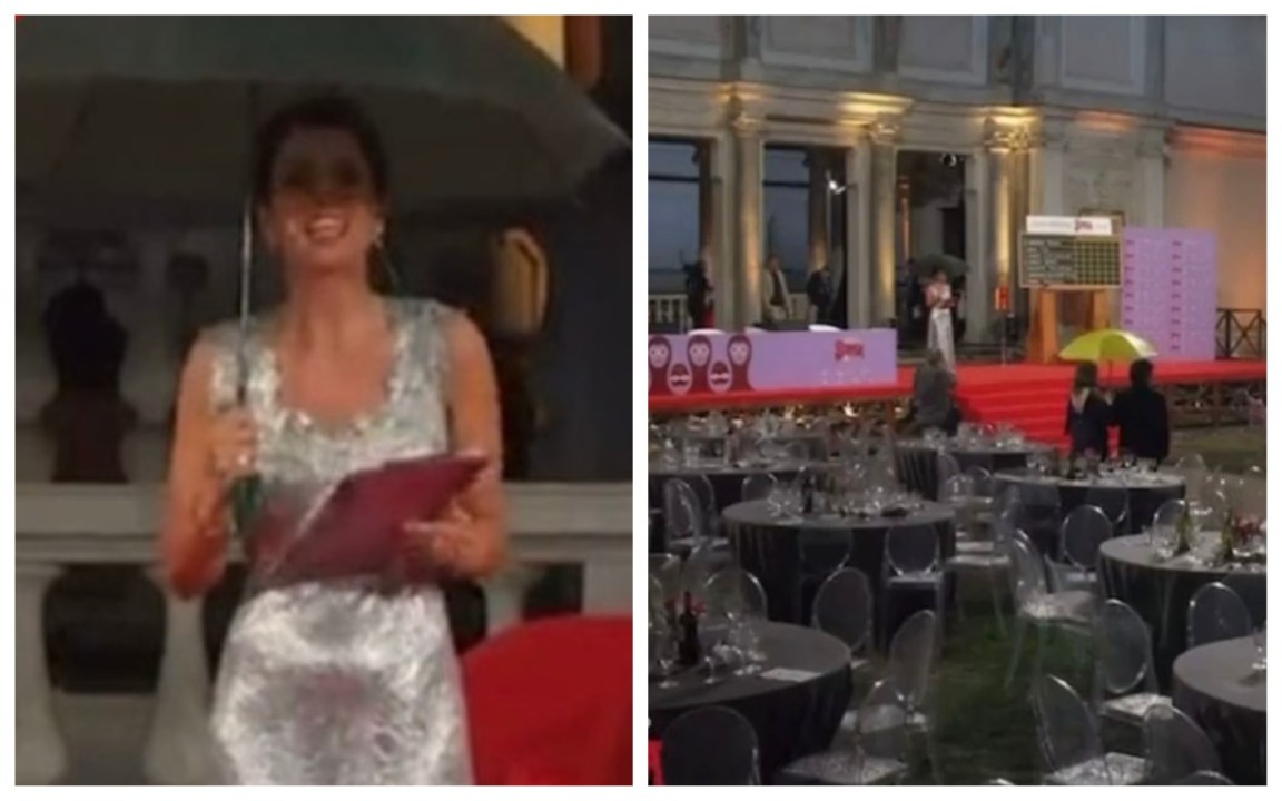 Premio Strega, violento acquazzone durante la diretta: il pubblico scappa e Geppi Cucciari reagisce così