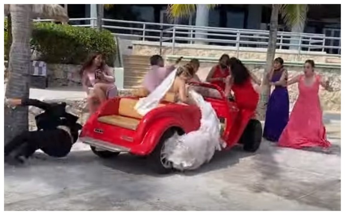 Sposo investe damigella al matrimonio, il video è virale