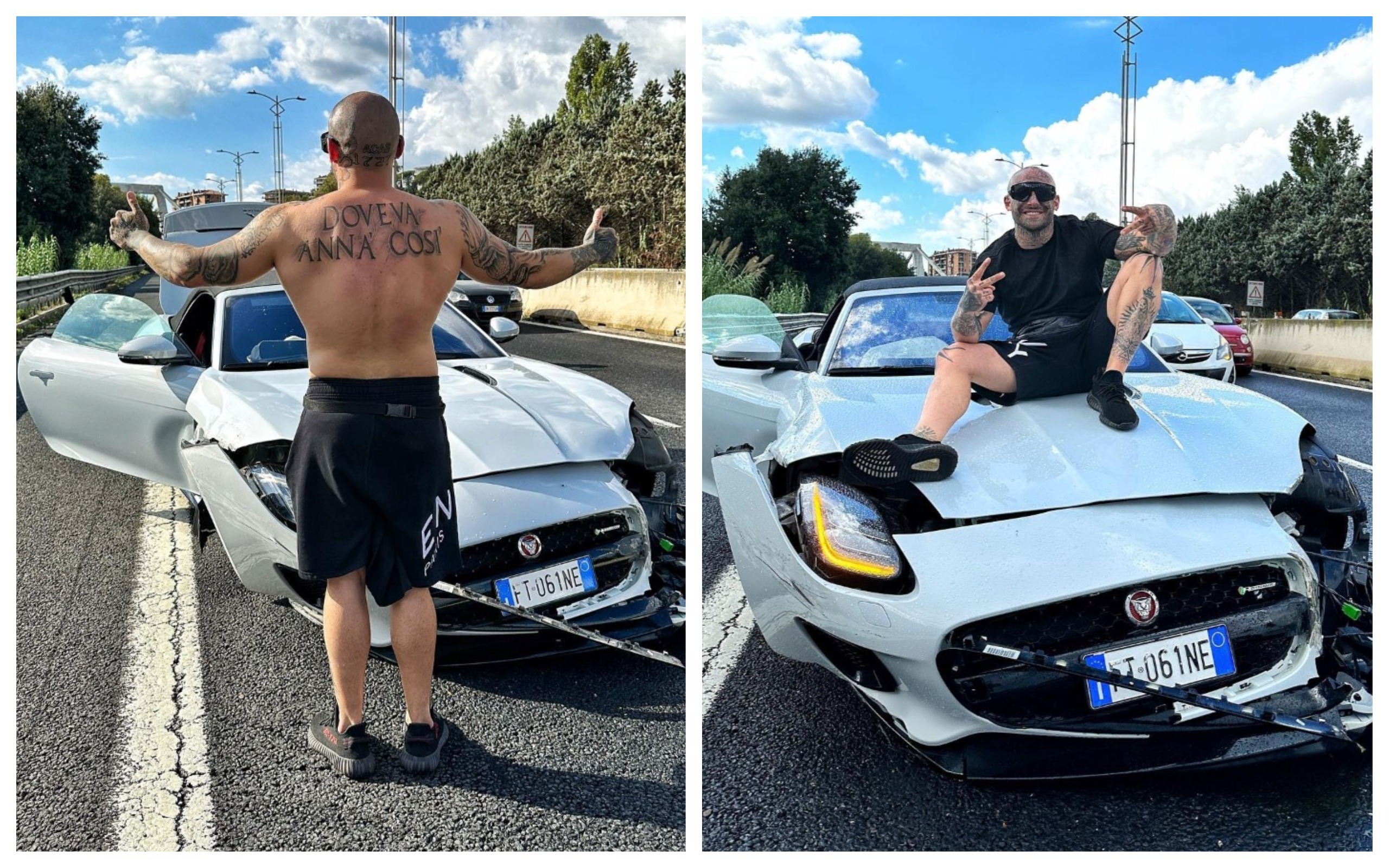 “Ho preso ancora il muro fratellì”, il noto influencer si schianta di nuovo: Jaguar distrutta
