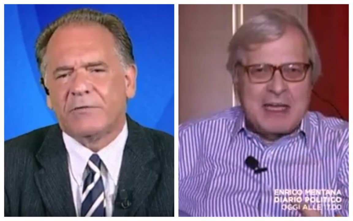 Sgarbi contro Cecchi Paone: “Esibizionista! Non è gusto carezzare il tuo fidanzato in tv”