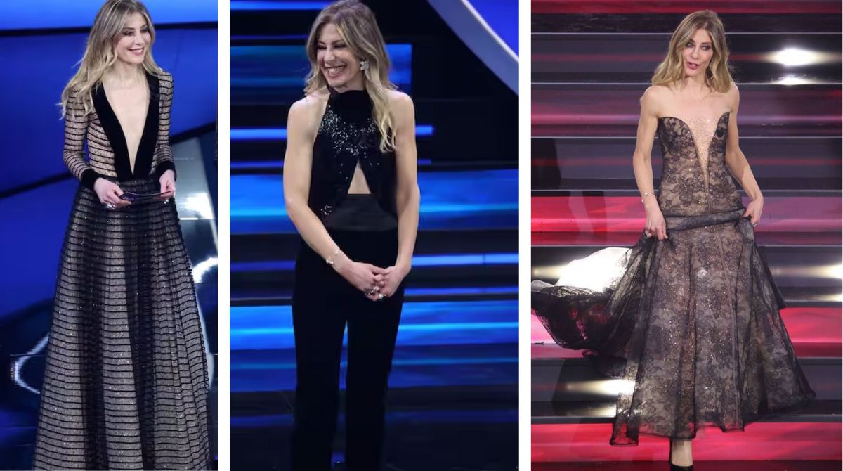 Francesca Fagnani, abiti eleganti e scollatissimi per il debutto della “Belva” a Sanremo