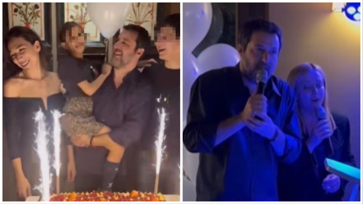 Matteo Salvini, festa a sorpresa per i suoi 50 anni: il video del karaoke con Giorgia Meloni