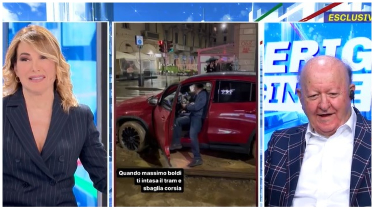 Massimo Boldi incastrato con l’auto sulle rotaie del tram: “Ero al telefono con delle modelle”