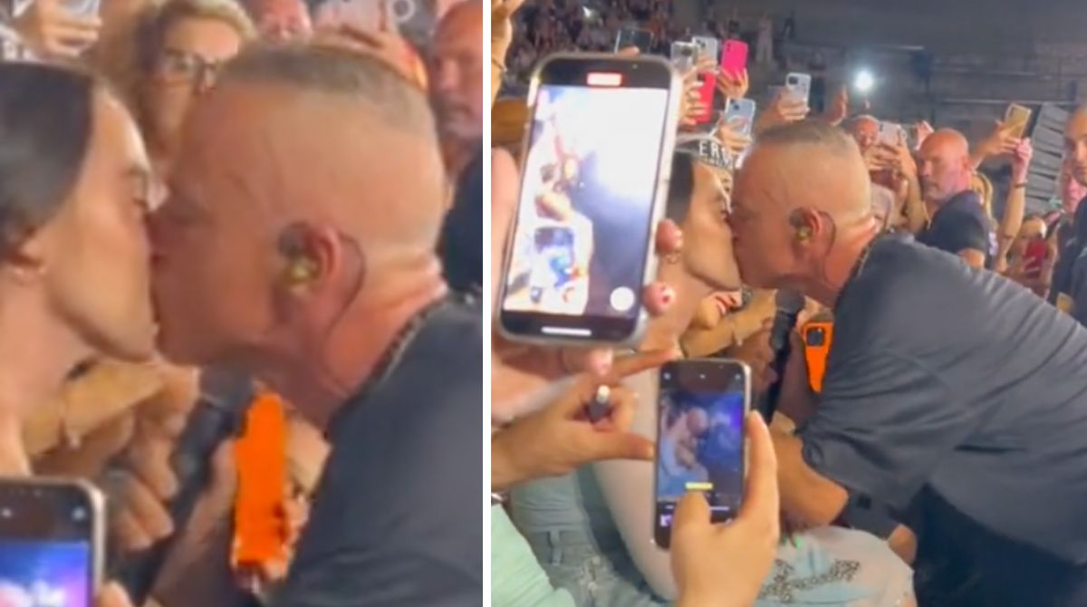 Eros Ramazzotti bacia in bocca la figlia Aurora durante un concerto e scoppia la polemica