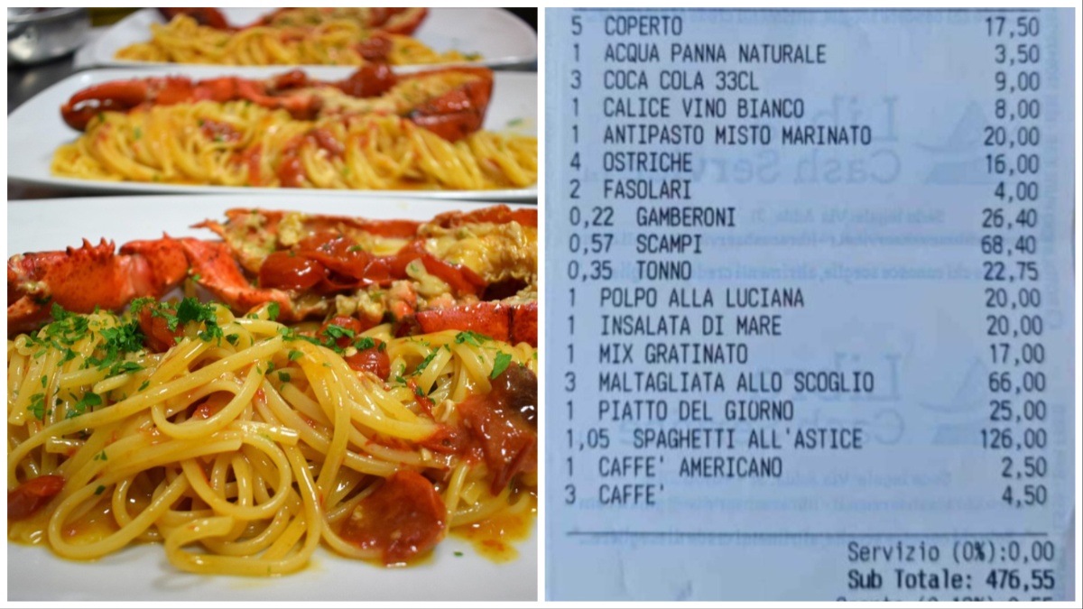 Spaghetti all’astice a 126 euro in un ristorante di Siracusa: “E’ una rapina”