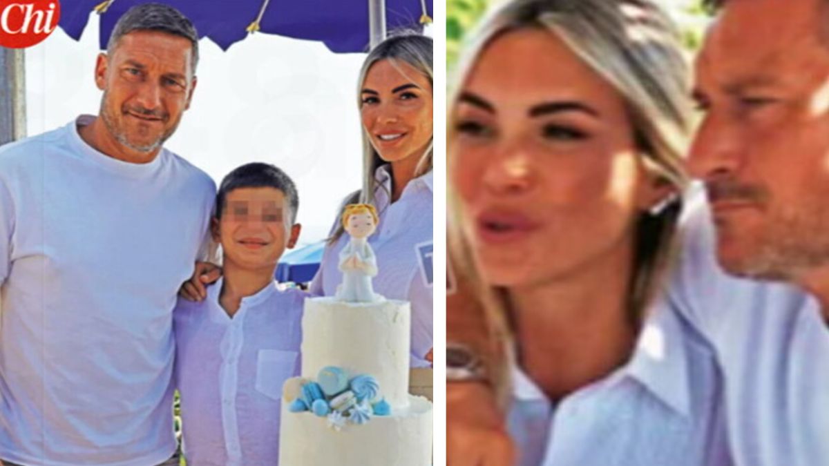 Francesco Totti alla prima comunione del figlio di Noemi Bocchi: “Si respira aria di nozze”